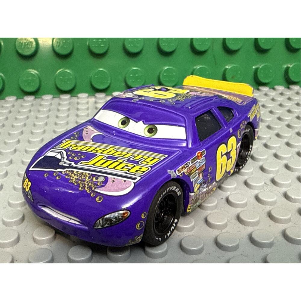 Disney Pixar Cars Lee Revkins Transberry Juice #63 Diecast 1:55 Rubber Tires